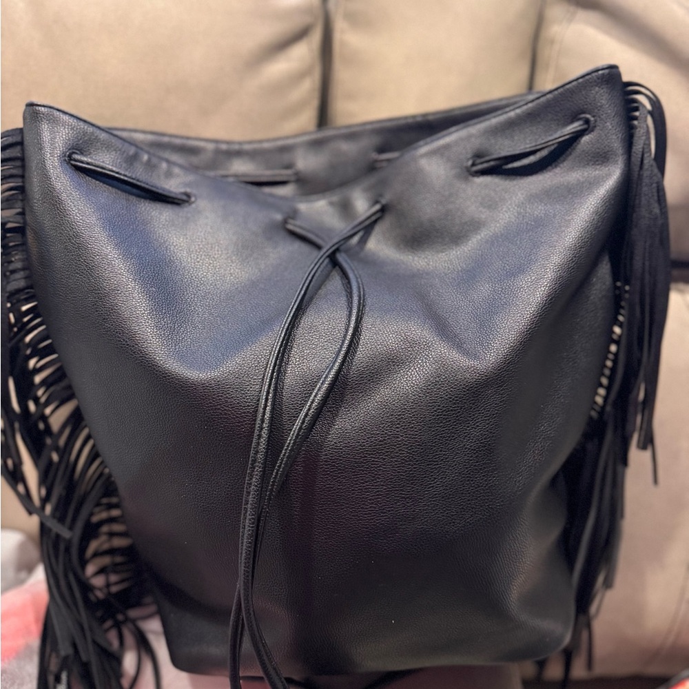 Victoria's Secret Black back tote with Fringe Accents